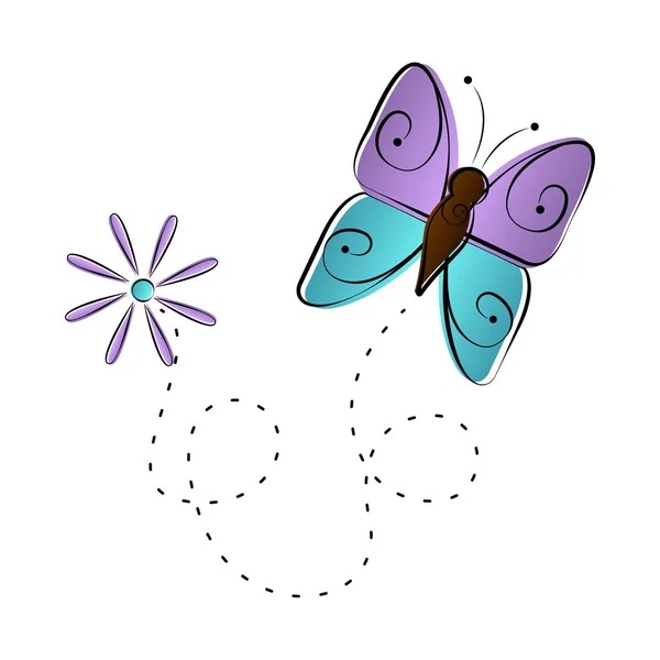 Милая икона летящей бабочки — стоковый вектор