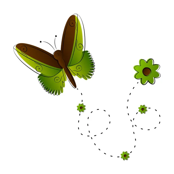 かわいい蝶の飛行のアイコン — ストックベクタ