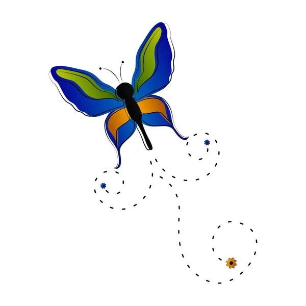 Mariposa linda vuelo icono — Vector de stock