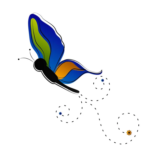Simpatica farfalla icona volante — Vettoriale Stock
