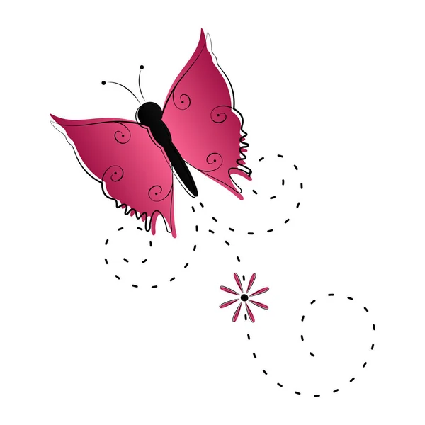 Roztomilý motýl létající ikony — Stockový vektor