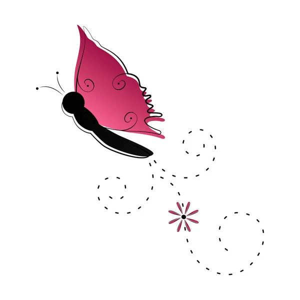 かわいい蝶の飛行のアイコン — ストックベクタ