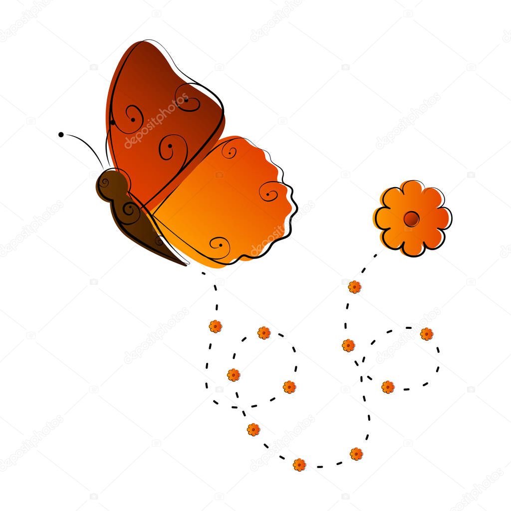 Cute butterfly flying icon