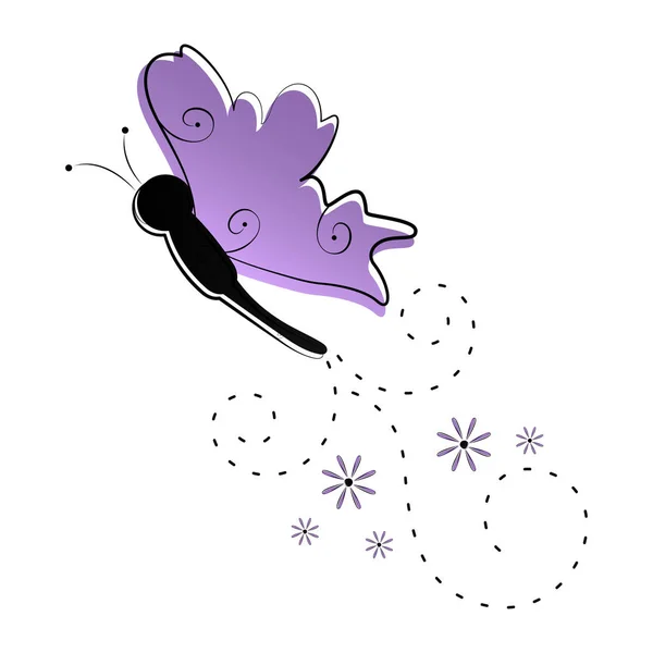 Mariposa linda vuelo icono — Vector de stock