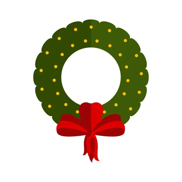 分離クリスマス ヒイラギ リース装飾アイコン — ストックベクタ