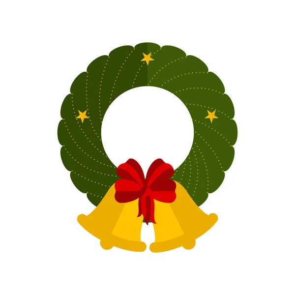 Weihnachtsglocke mit Stechpalmenkranz-Dekoration — Stockvektor