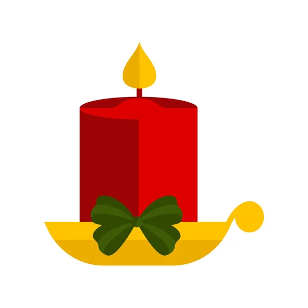 Icône de bougie de Noël avec un ruban — Image vectorielle