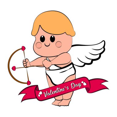 Tatlı aşk tanrısı çocuk simgesi yay ve ok ile