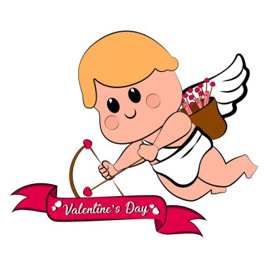 Tatlı aşk tanrısı çocuk simgesi yay ve ok ile