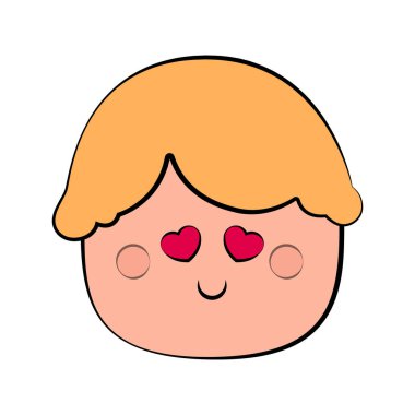 Kalp şekli gözleri ile mutlu sevimli çocuk avatar