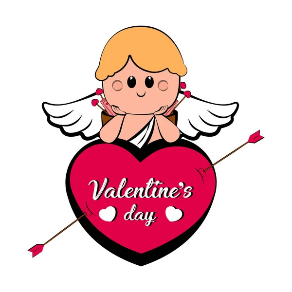 Cupidon mignon garçon sur une forme de coeur — Image vectorielle