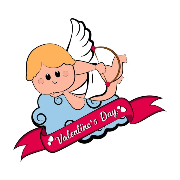 Cute cupid boy icon with bow and arrows — Stock Vector