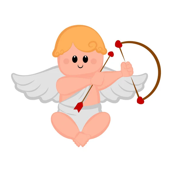 Cupidon mignon icône garçon avec arc et flèches — Image vectorielle