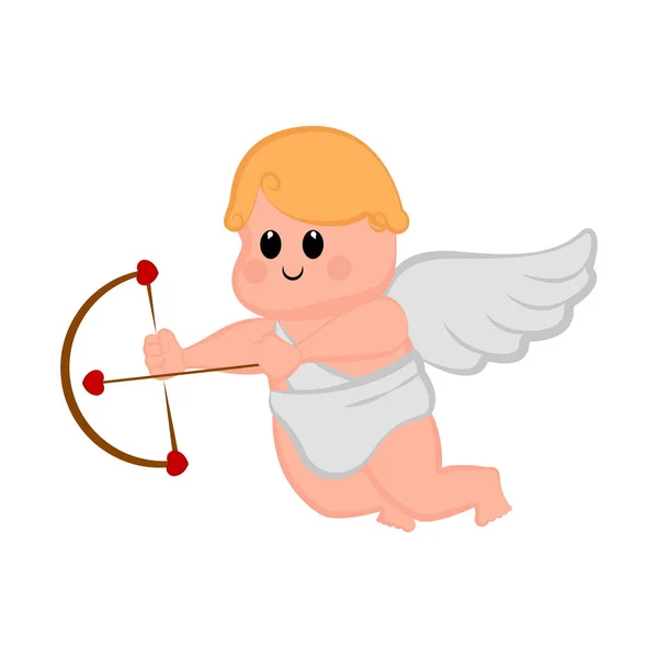 Cupidon mignon icône garçon avec arc et flèches — Image vectorielle