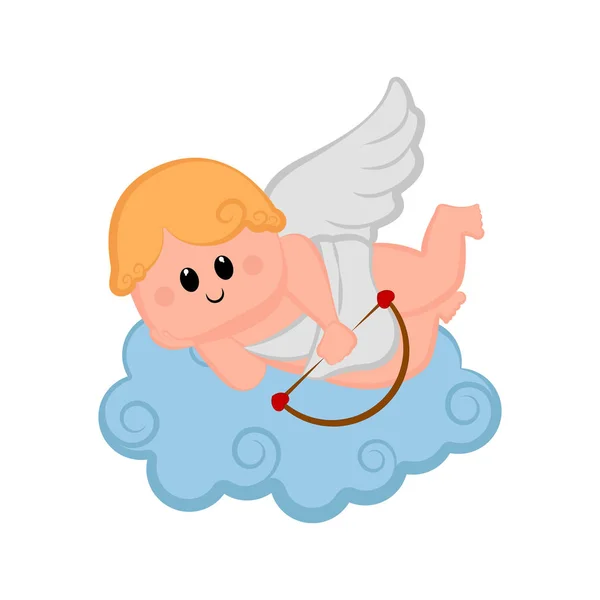 Cupidon mignon icône garçon avec arc et flèches — Image vectorielle