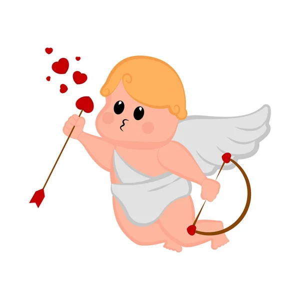 Cupidon mignon icône garçon avec arc et flèches — Image vectorielle