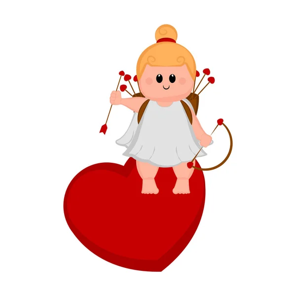 可爱的丘比特女孩的心脏形状 — 图库矢量图片