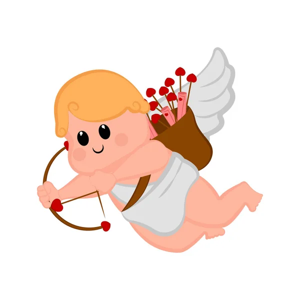 Schattig cupid jongen icoon met boog en pijlen — Stockvector