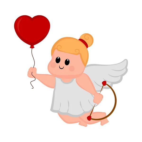 Schattig cupid meisje icoon met boog en pijlen — Stockvector