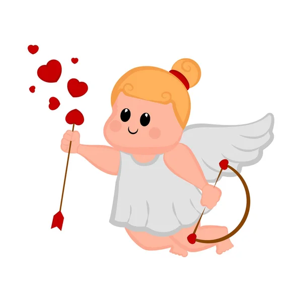 Εικονίδιο κορίτσι Γλυκός έρωτας με τόξο και βέλη — Διανυσματικό Αρχείο