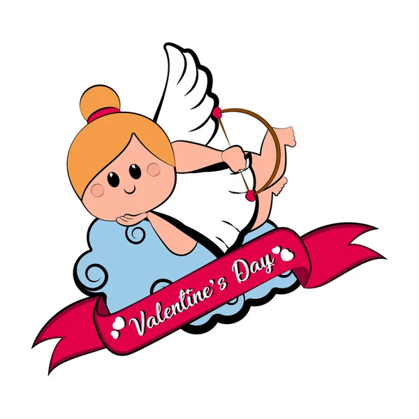 Cute cupid girl icon with bow and arrows — Stock Vector