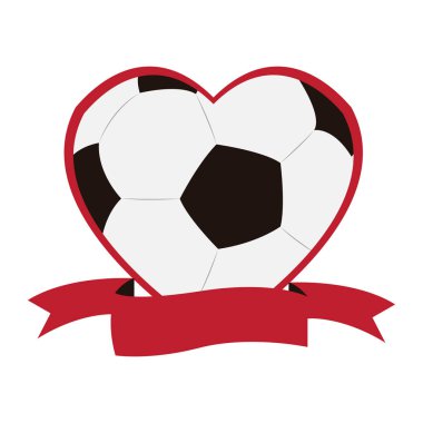 Futbol topu bir kalp şekli etiket üzerinde