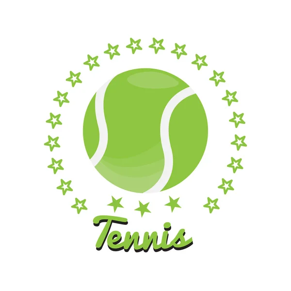 Tennisball mit Sternen und Text — Stockvektor