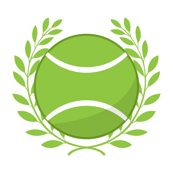 Balle de tennis isolée avec une couronne de laurier — Image vectorielle