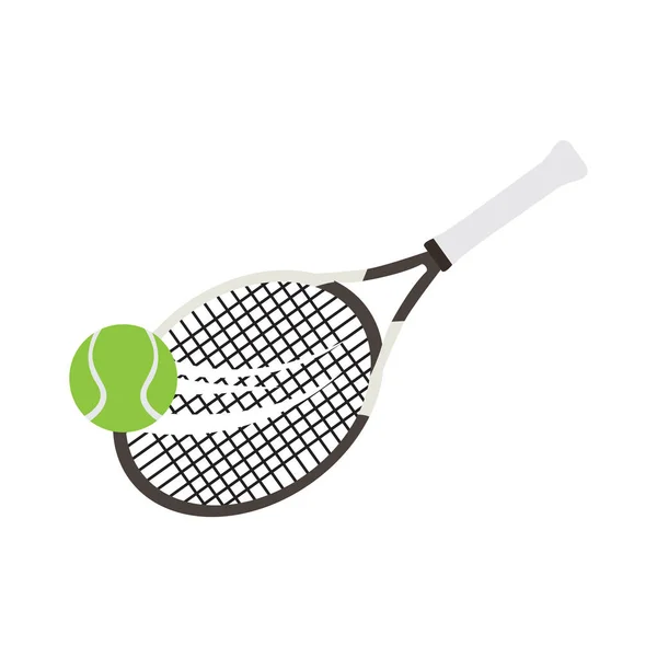 Raqueta de tenis aislada con una pelota — Vector de stock