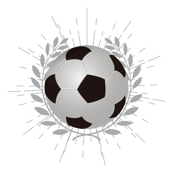 Bola de fútbol con corona de laurel — Vector de stock