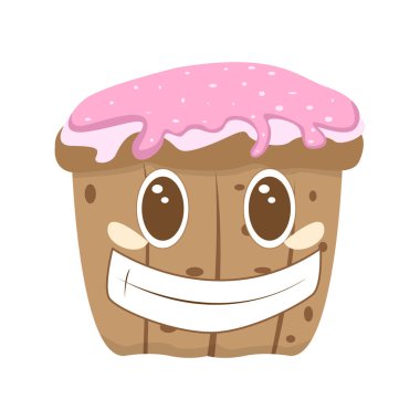 İzole mutlu cupcake çizgi film karakteri
