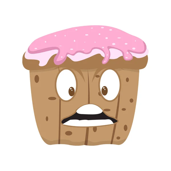 Personagem de desenho animado cupcake irritado isolado —  Vetores de Stock