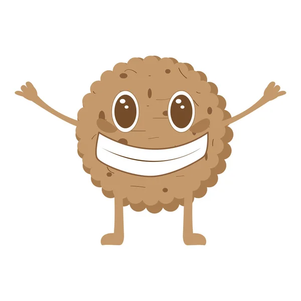 Isolé heureux personnage de bande dessinée cookie — Image vectorielle