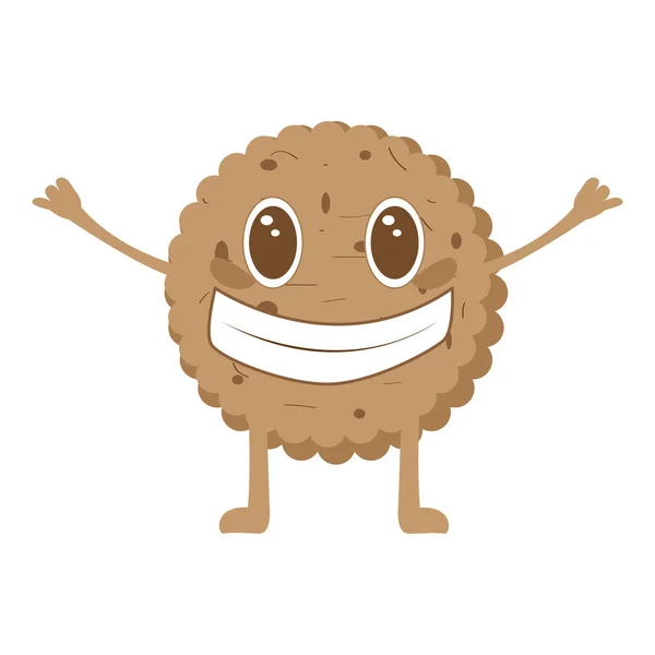 Personaje de dibujos animados galleta feliz aislado — Vector de stock