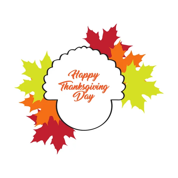 Étiquette de jour de Thanksgiving avec un contour de dinde — Image vectorielle