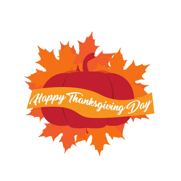 Thanksgiving day etikett med en pumpa — Stock vektor