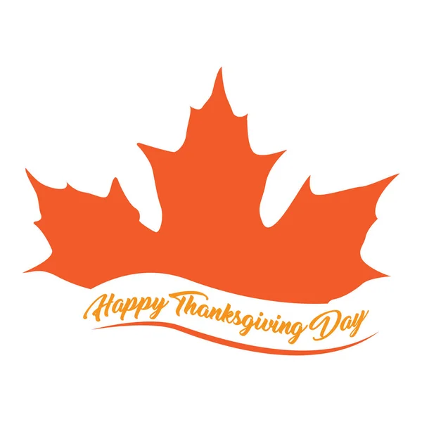 Hoja de otoño y texto. Día de Acción de Gracias — Vector de stock