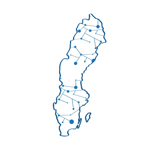 Isolierte Karte von Schweden — Stockvektor