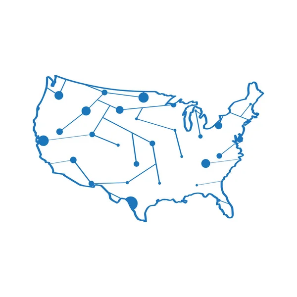 Mappa isolata degli Stati Uniti — Vettoriale Stock