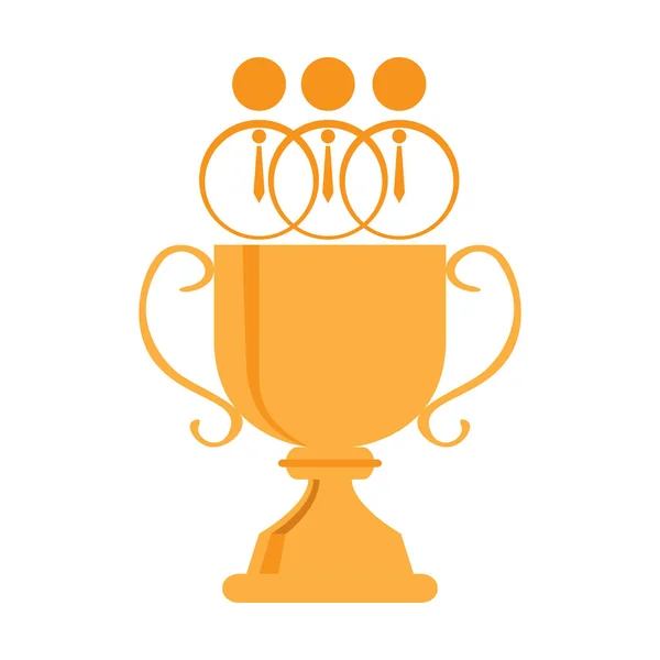 Icone uomini d'affari in cima a un trofeo d'oro — Vettoriale Stock