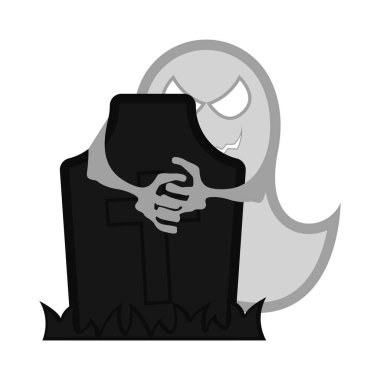 Kızgın bir hayalet ile Halloween korkunç mezar