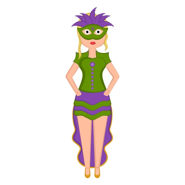 Gadis dengan kostum mardi gras - Stok Vektor