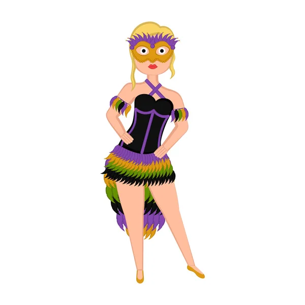 Mädchen mit Mardi-Gras-Kostüm — Stockvektor