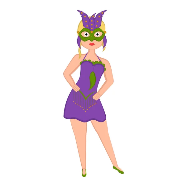 Girl with a mardi gras costume — Stock Vector