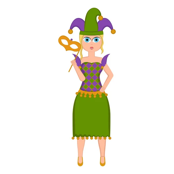 Girl with a mardi gras costume — Stock Vector