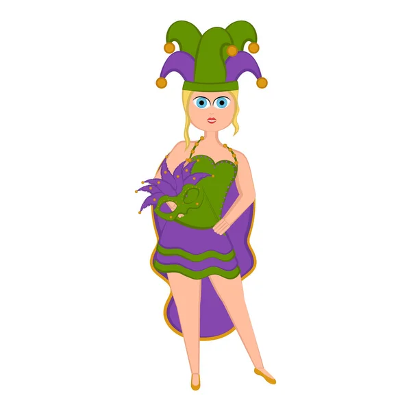 Fille avec un costume de mardi gras — Image vectorielle