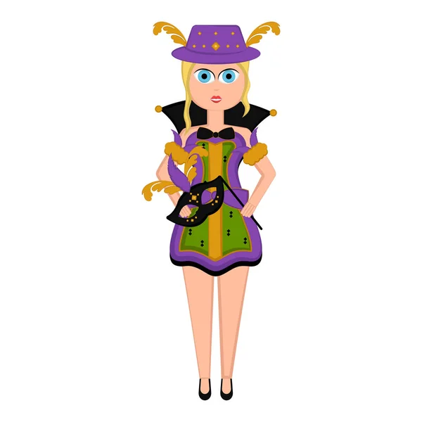 Meisje met een mardi gras kostuum — Stockvector