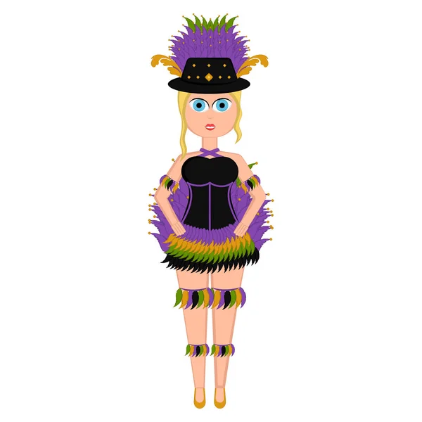 Девушка в костюме марди-гра — стоковый вектор