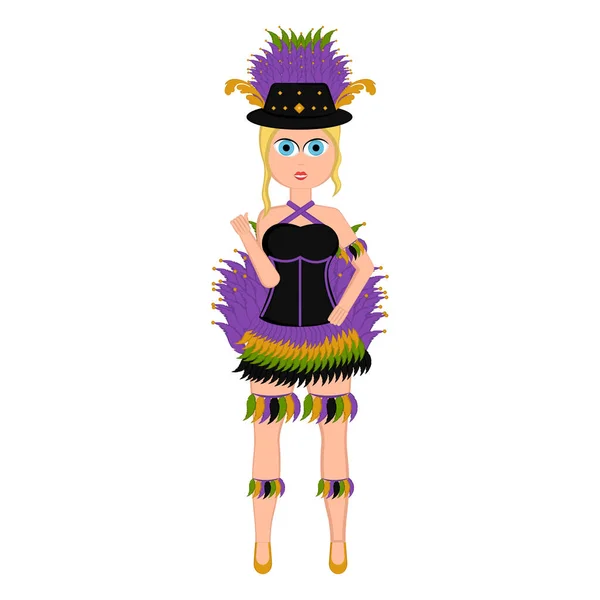 Dívka s mardi gras kostým — Stockový vektor