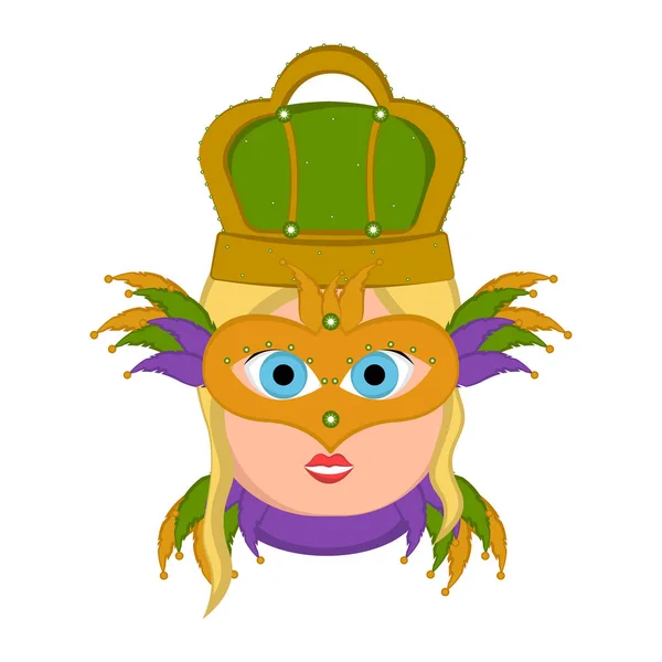 Dziewczyna avatar z mardi gras ozdoby — Wektor stockowy